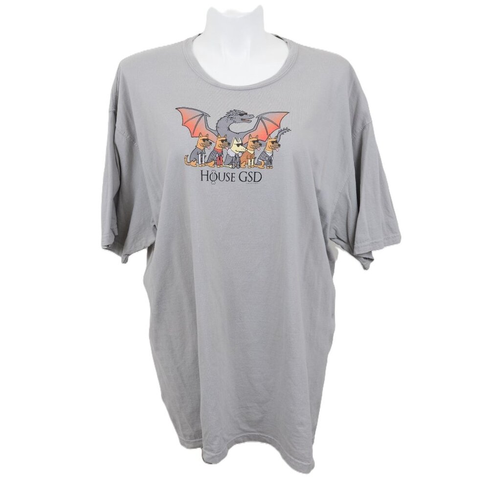 House GSD Teddy the Dog Men's PLUS XXL T-Shirt Cotton Heather Grey Short Sleeve